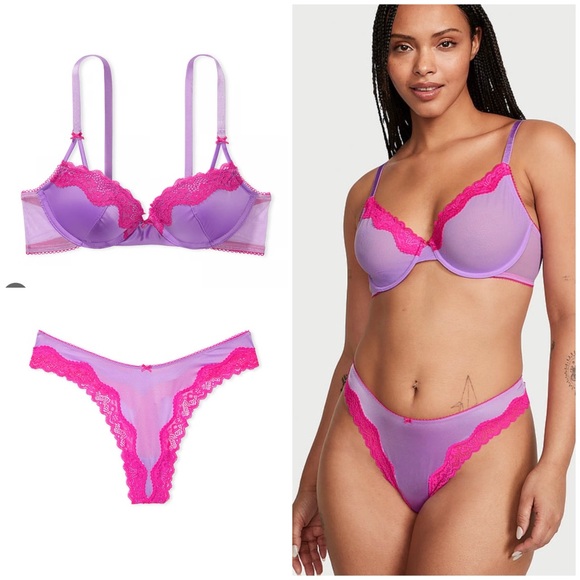 CLEARANCE $50 Victoria’s Secret 34C Satin & Lace Demi bra set 34C - Picture 1 of 5